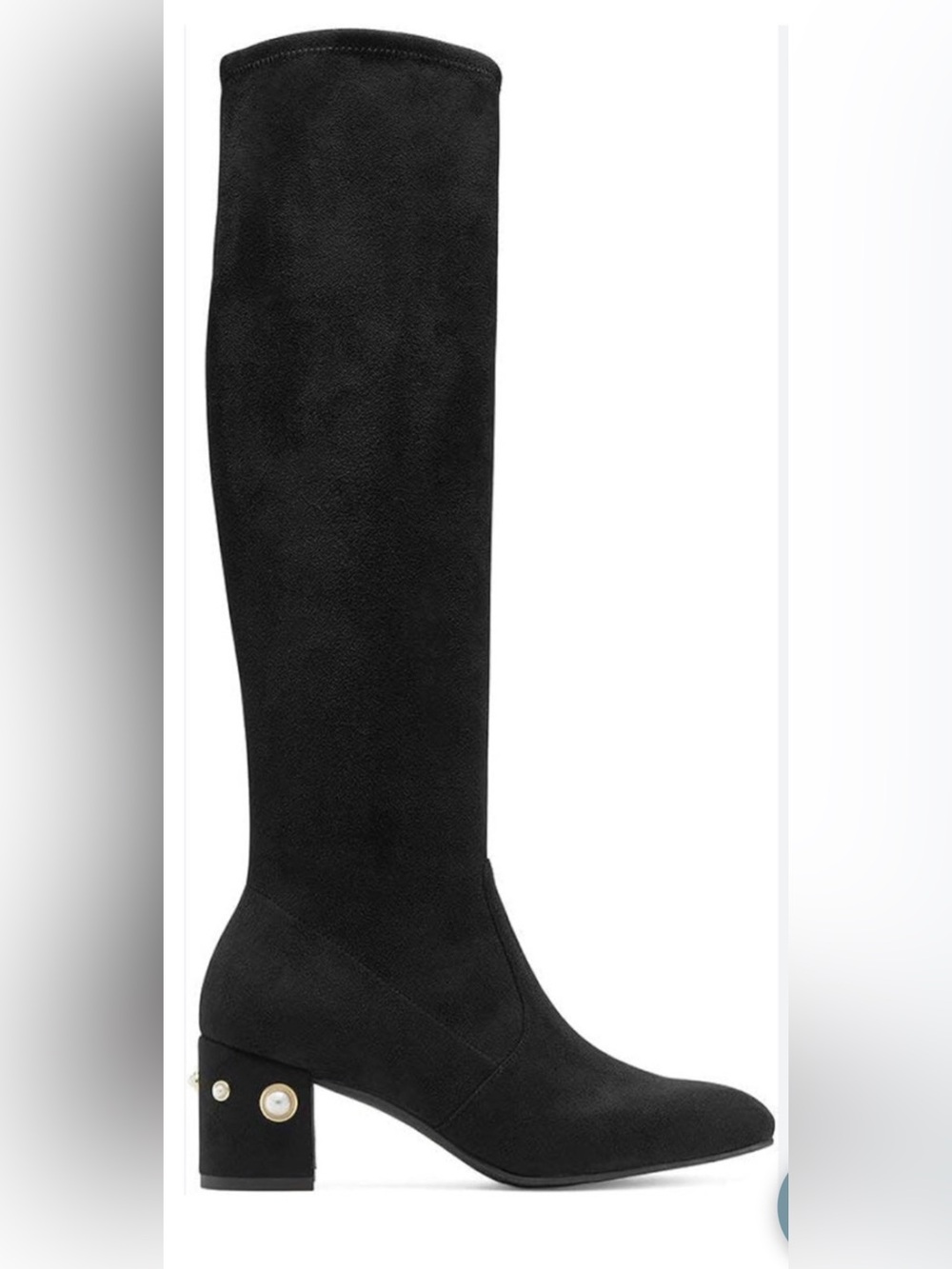Stuart Weitzman, Frannie 60 Pearl Black Knee-High Suede Boots